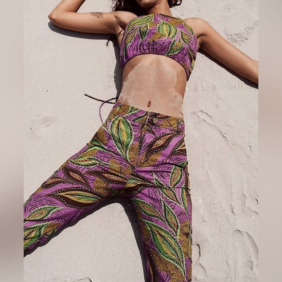 Zara Linen Set 2-Piece Halter Top & Pants Size S • NEW WITH TAG • - Picture 1 of 14